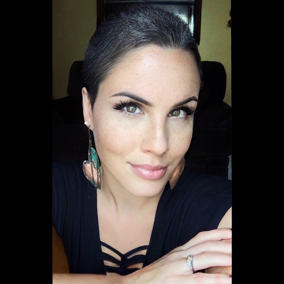 Copper Patina Abstract Heart Earrings - Picture 4 of 4